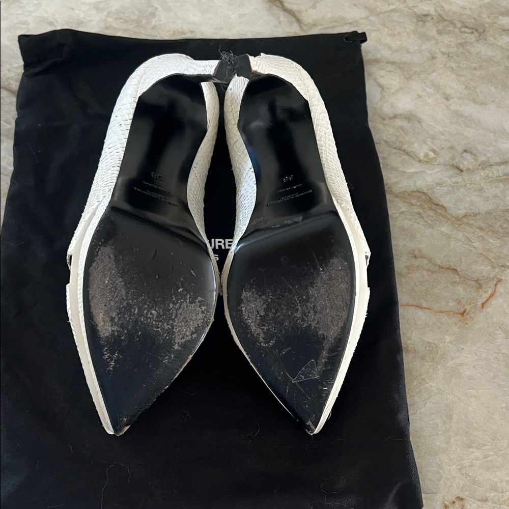 Saint Laurent Paris White Croc Embossed Pumps - size 7.5/ eu 38 - Picture 2 of 4